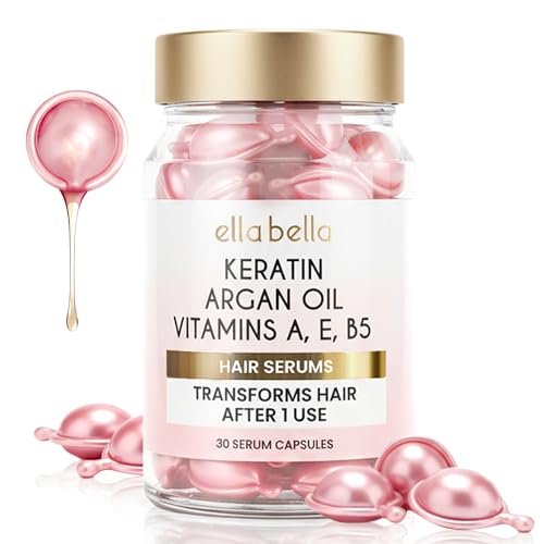 ELLA BELLA® Keratin Hair Serum with Argan Oil & Vitamins A, E, B5 – Anti-Frizz Night Repair Treatment for Smooth, Shiny Hair Avelisse