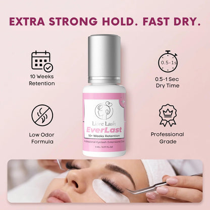 Everlast Strong Eyelash Extension Glue by Liore Lash – Black Adhesive for Classic & Volume Lashes, 0.5-1 Sec Fast Dry, 10 Weeks Retention