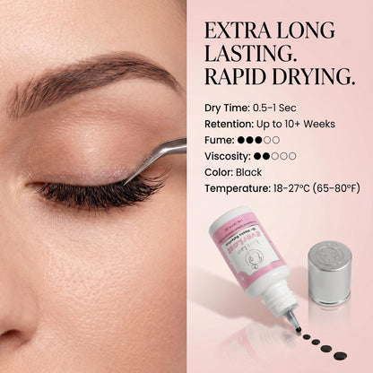 Everlast Strong Eyelash Extension Glue by Liore Lash – Black Adhesive for Classic & Volume Lashes, 0.5-1 Sec Fast Dry, 10 Weeks Retention