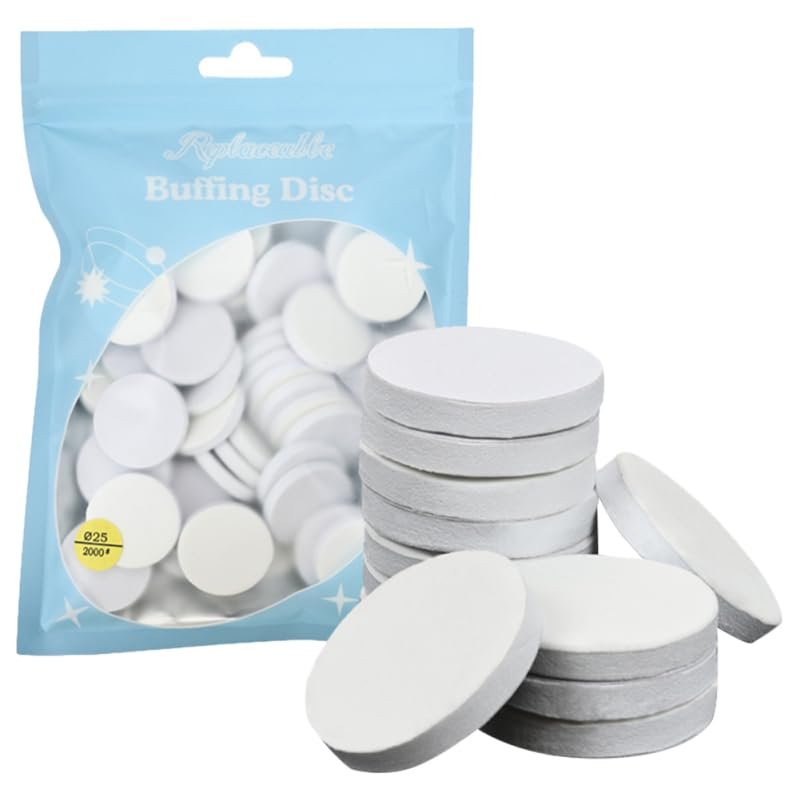 PartyKindom 50pcs 2000 Grit Nail Polishing Discs - Professional Self-Adhesive Buffing Pads for Electric Nail Drill, High-Shine Sanding Discs for Natural Nails, Salon Quality Manicure (25mm, White) - görsel 1