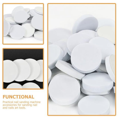 PartyKindom 50pcs 2000 Grit Nail Polishing Discs - Professional Self-Adhesive Buffing Pads for Electric Nail Drill, High-Shine Sanding Discs for Natural Nails, Salon Quality Manicure (25mm, White)
