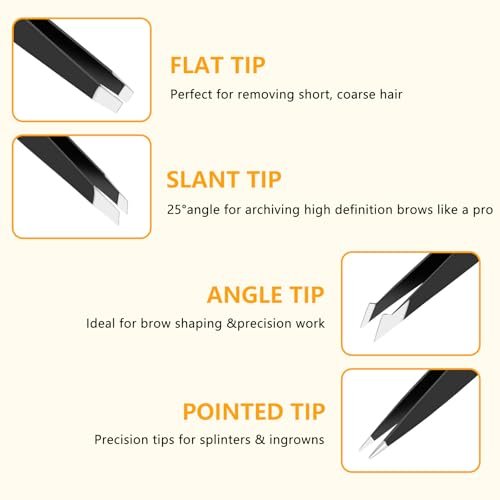 4 PCS Stainless Steel Tweezers Set – Precision Tweezers for Ingrown Hair, Facial Hair, Splinter, Blackhead and Tick Remover - görsel 4