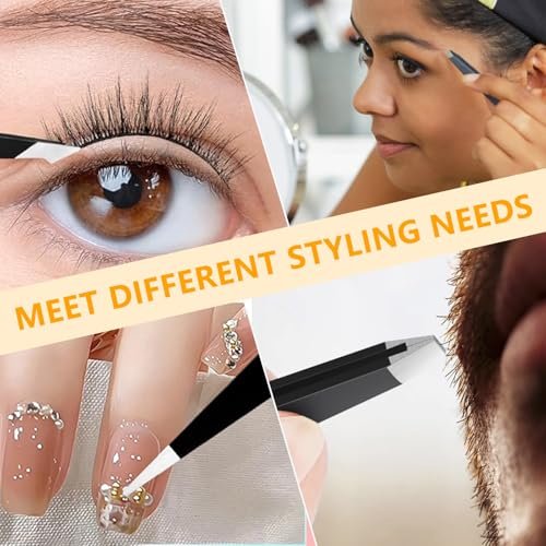 4 PCS Stainless Steel Tweezers Set – Precision Tweezers for Ingrown Hair, Facial Hair, Splinter, Blackhead and Tick Remover - görsel 10