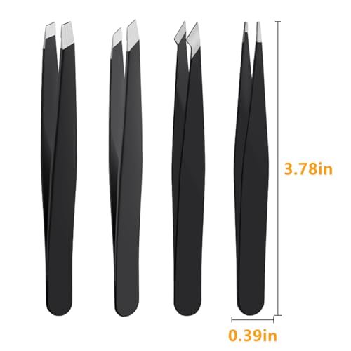 4 PCS Stainless Steel Tweezers Set – Precision Tweezers for Ingrown Hair, Facial Hair, Splinter, Blackhead and Tick Remover - görsel 8