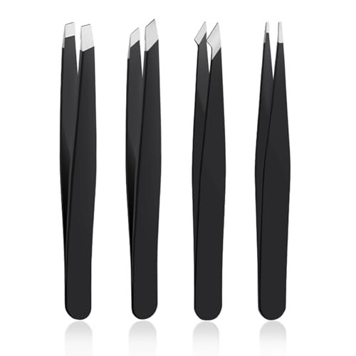 4 PCS Stainless Steel Tweezers Set – Precision Tweezers for Ingrown Hair, Facial Hair, Splinter, Blackhead and Tick Remover - görsel 2