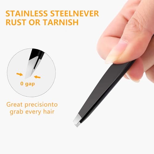 4 PCS Stainless Steel Tweezers Set – Precision Tweezers for Ingrown Hair, Facial Hair, Splinter, Blackhead and Tick Remover - görsel 6