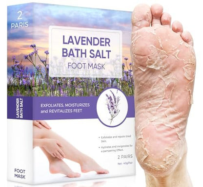 Lavender Foot Peel Mask – Natural Exfoliator for Dry Dead Skin, Calluses & Cracked Heels – 2 Count