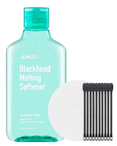 JUMISO Blackhead Melting Softener Kit – Succinic Acid + PHA Pore Solution, 150ml + 40 Pads + 10 Swabs, Dissolves Sebaceous Filaments & Strawberry Nose Avelisse