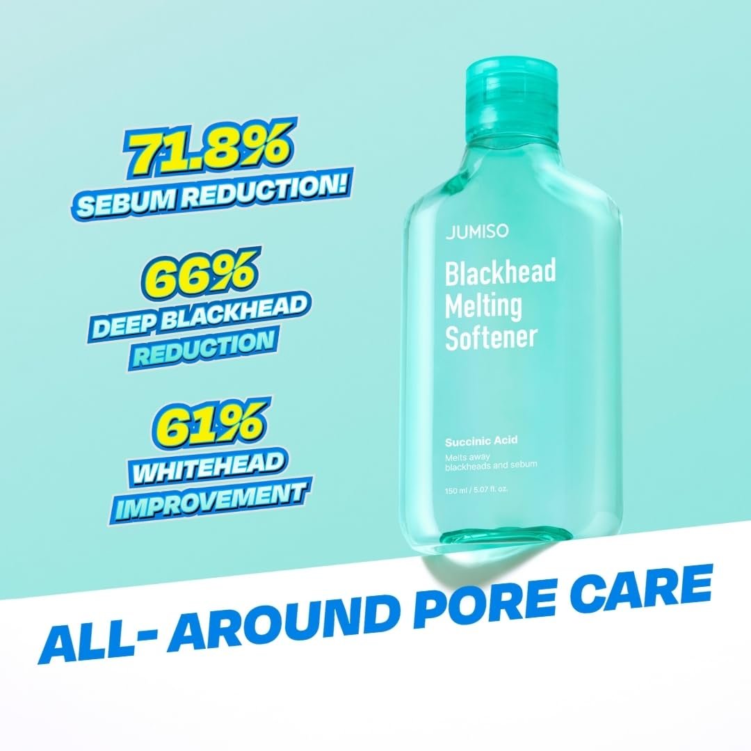 JUMISO Blackhead Melting Softener Kit – Succinic Acid + PHA Pore Solution, 150ml + 40 Pads + 10 Swabs, Dissolves Sebaceous Filaments & Strawberry Nose Avelisse