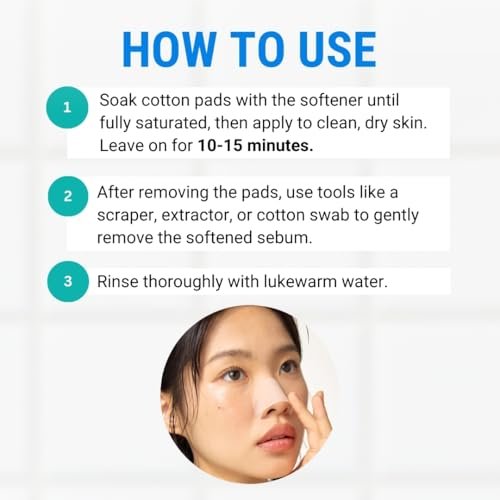 JUMISO Blackhead Melting Softener Kit – Succinic Acid + PHA Pore Solution, 150ml + 40 Pads + 10 Swabs, Dissolves Sebaceous Filaments & Strawberry Nose Avelisse