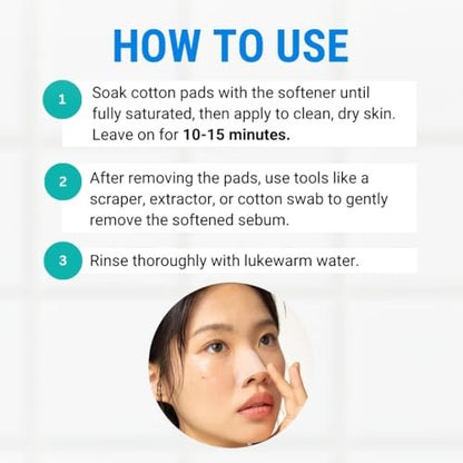 JUMISO Blackhead Melting Softener Kit – Succinic Acid + PHA Pore Solution, 150ml + 40 Pads + 10 Swabs, Dissolves Sebaceous Filaments & Strawberry Nose Avelisse