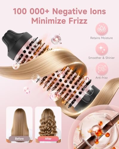 FLYZEMAA 1.5 Inch Thermal Brush - Heated Round Brush Straightener for Long Dry Hair, 3 Temp Settings, 30s Fast Heat, Anti-Scald Nylon Bristles (Black) Avelisse
