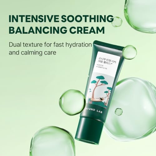 ROUND LAB Pine Cica Calming Cream Plus 60ml – Dual-Texture Soothing Moisturizer for Acne-Prone Skin, Sebum & Oil Control, Barrier Strengthening Avelisse