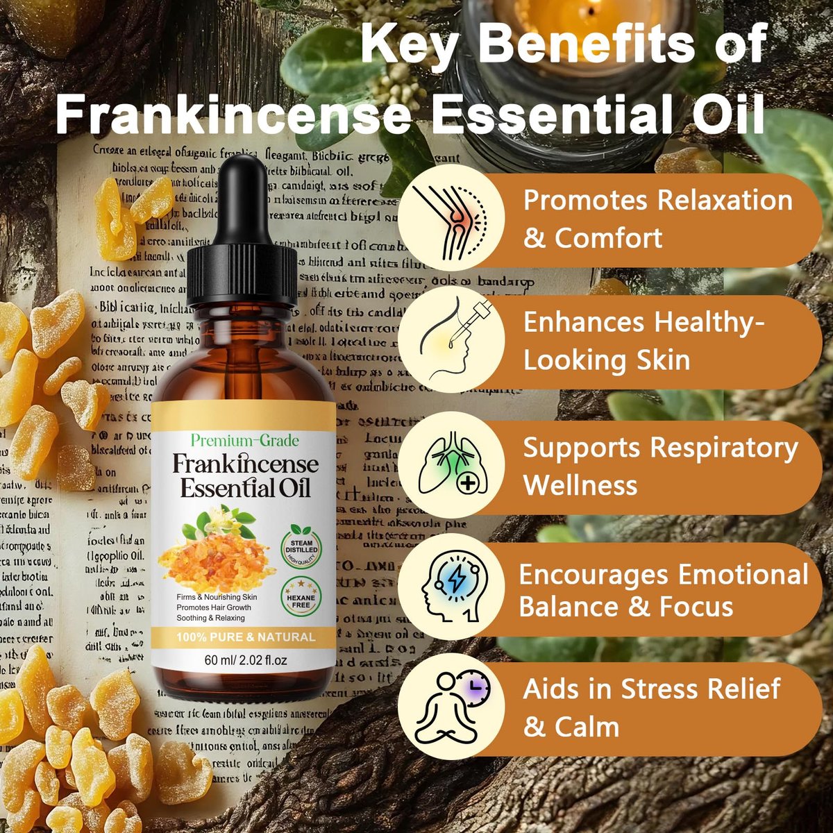 Shuangjia Frankincense Resin Oil for Face 2.02 fl.oz – Anti-Aging Serum Reduces Fine Lines & Wrinkles, Soothes & Repairs Skin, Deep Hydration for Body Avelisse