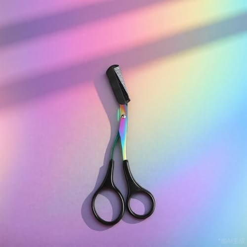 Neblueum 2 in 1 Eyebrow Scissors with Comb and Brush – Professional Stainless Steel Trimmer for Women and Men, Precision Beauty Grooming Tool - görsel 14