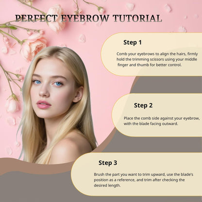 Neblueum 2 in 1 Eyebrow Scissors with Comb and Brush – Professional Stainless Steel Trimmer for Women and Men, Precision Beauty Grooming Tool