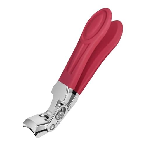 Professional Ruby Red Angled Nail Clippers for Seniors – 5'' Elegant Thick Toenail Clipper with Nail File, Ultra-Sharp Blades, Nail Catcher, Easy Grip & Safe Home Manicure & Pedicure Care Tool Avelisse