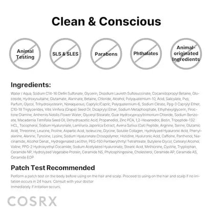 COSRX Peptide 132 Hair Bonding Shampoo - Daily Scalp Treatment for Dandruff, Repairs & Strengthens All Dry and Damaged Hair Types - 6.76 fl oz Avelisse