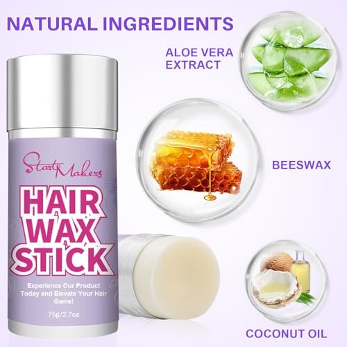 START MAKERS 5-Piece Hair Wax Stick and Brush Set for Women, Kids, Men - Edge Brush, Teasing Brush, Rat Tail Comb & Mini Boar Bristle Brushes for Flyaways, Control, Sleek Ponytail Buns - görsel 5