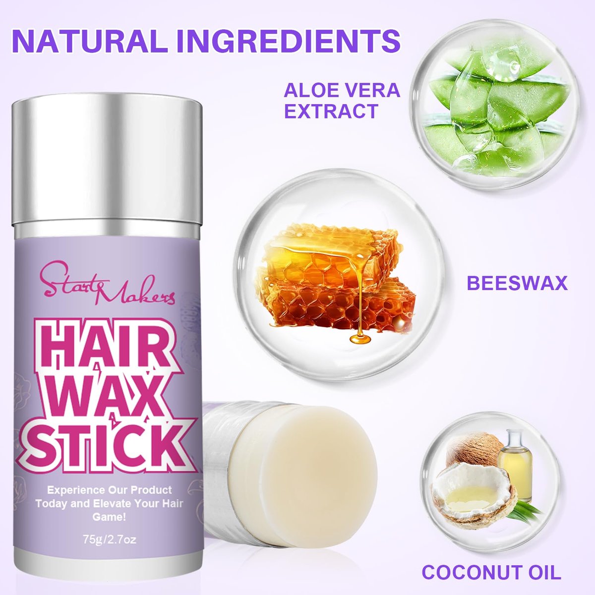 START MAKERS 5-Piece Hair Wax Stick and Brush Set for Women, Kids, Men - Edge Brush, Teasing Brush, Rat Tail Comb & Mini Boar Bristle Brushes for Flyaways, Control, Sleek Ponytail Buns - görsel 6