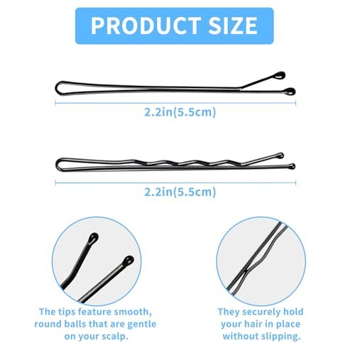 DTDNZKN 100 PCS 2.2 Inch (55 mm) Black Bobby Pins – Premium Metal Hair Pins for Women, Kids & Girls, All Hair Types - görsel 4
