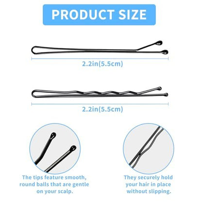 DTDNZKN 100 PCS 2.2 Inch (55 mm) Black Bobby Pins – Premium Metal Hair Pins for Women, Kids & Girls, All Hair Types