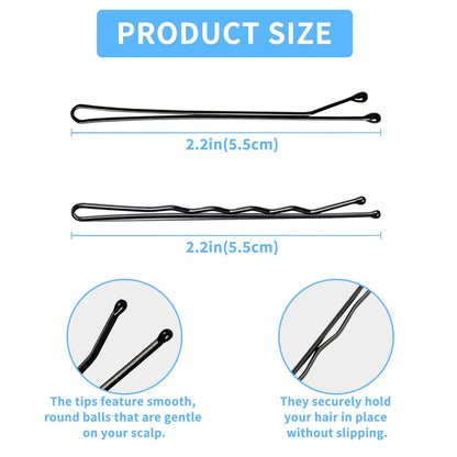 DTDNZKN 100 PCS 2.2 Inch (55 mm) Black Bobby Pins – Premium Metal Hair Pins for Women, Kids & Girls, All Hair Types