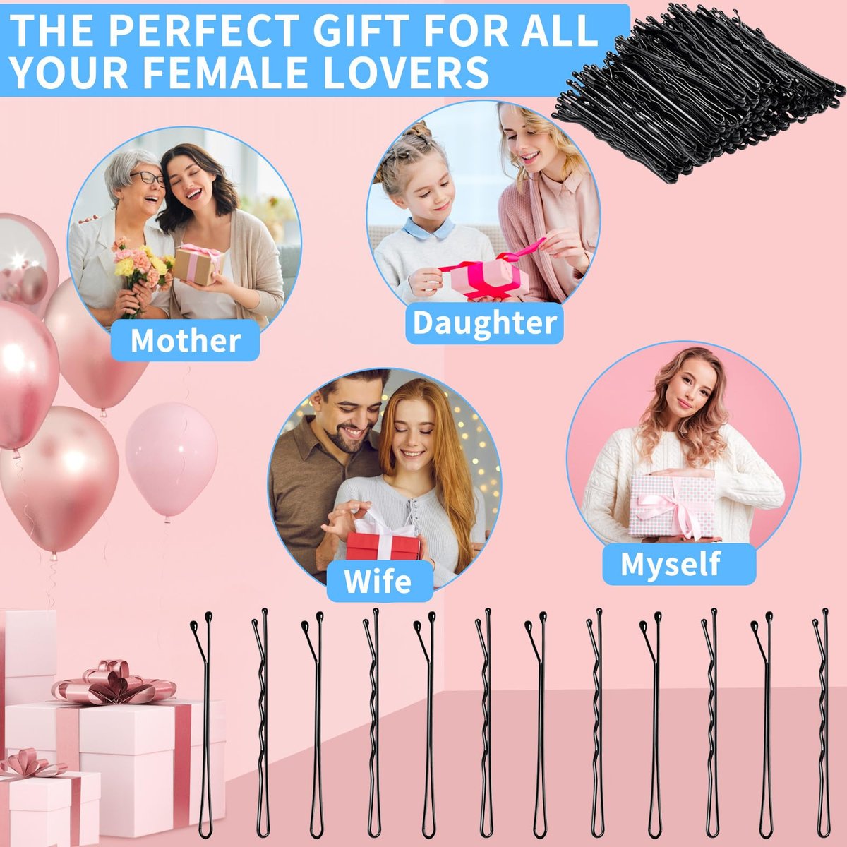 DTDNZKN 100 PCS 2.2 Inch (55 mm) Black Bobby Pins – Premium Metal Hair Pins for Women, Kids & Girls, All Hair Types - görsel 9