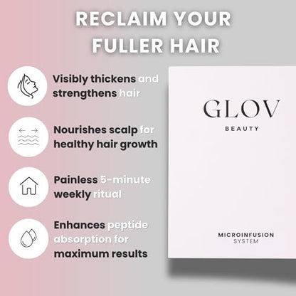Glov Beauty Micro Infusion Hair Renewal Kit – 0.25mm Gold Derma Stamp with Hyaluronic Acid, Peptide & Botanical Serum Ampoules | Hydrating Scalp Treatment for Fuller, Thicker-Looking, Healthier Hair Avelisse
