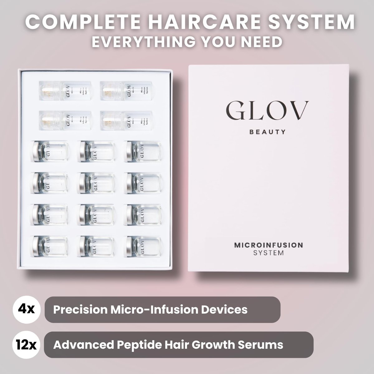 Glov Beauty Micro Infusion Hair Renewal Kit – 0.25mm Gold Derma Stamp with Hyaluronic Acid, Peptide & Botanical Serum Ampoules | Hydrating Scalp Treatment for Fuller, Thicker-Looking, Healthier Hair Avelisse