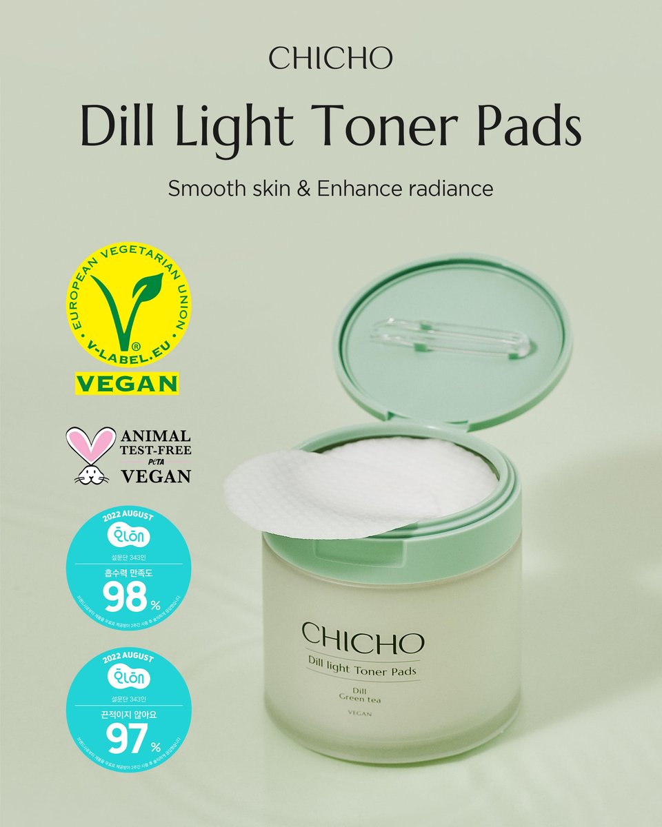 CHICHO Dill Light Toner Pads (80 Pads) – – Jumbo 7cm Size: Larger than standard pads, these cover more surface – Image 3
