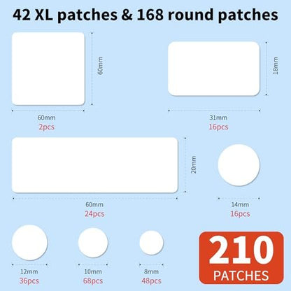 Daolyo Large Pimple Patches for Face, 7 Sizes 210 Counts XL Acne Patches, Big Hydrocolloid Bandages for Body, Chin, Forehead, Chest, Back Zit Breakouts (Strip, Square, Round) Avelisse