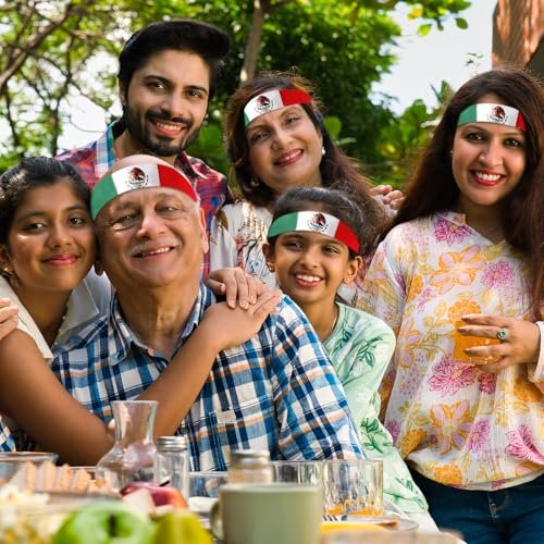 Mexican Flag Headband for Men Women, Patriotic Tricolor Head Wrap Bandana with National Emblem – Cinco de Mayo, Sports Events, Parades - görsel 12