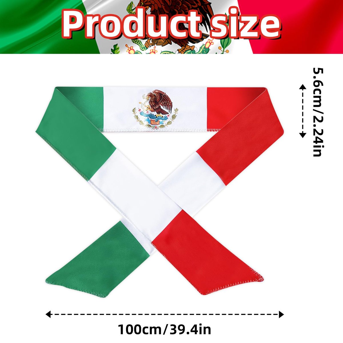 Mexican Flag Headband for Men Women, Patriotic Tricolor Head Wrap Bandana with National Emblem – Cinco de Mayo, Sports Events, Parades - görsel 3