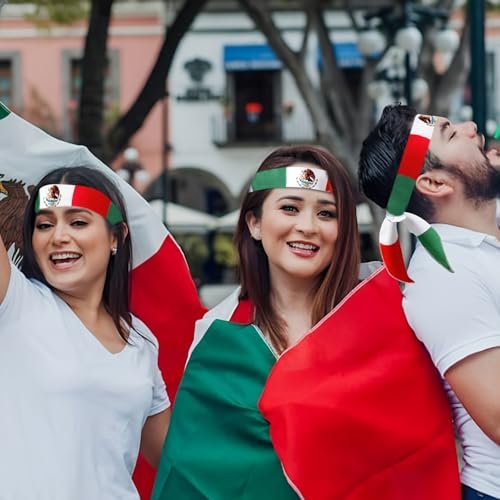 Mexican Flag Headband for Men Women, Patriotic Tricolor Head Wrap Bandana with National Emblem – Cinco de Mayo, Sports Events, Parades - görsel 8