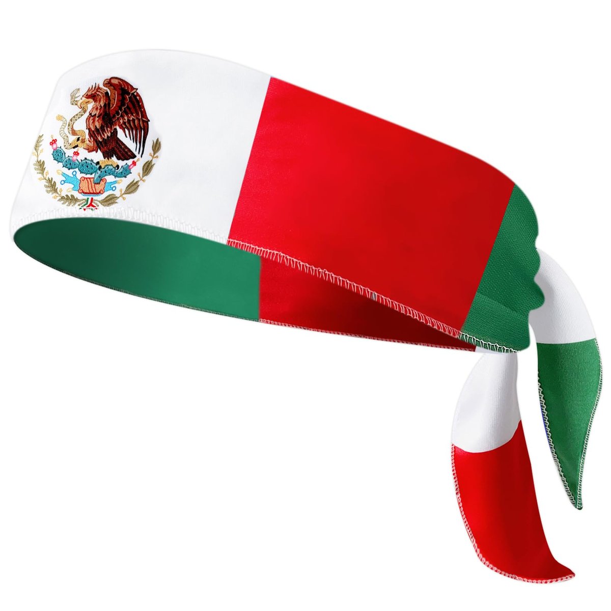 Mexican Flag Headband for Men Women, Patriotic Tricolor Head Wrap Bandana with National Emblem – Cinco de Mayo, Sports Events, Parades - görsel 1