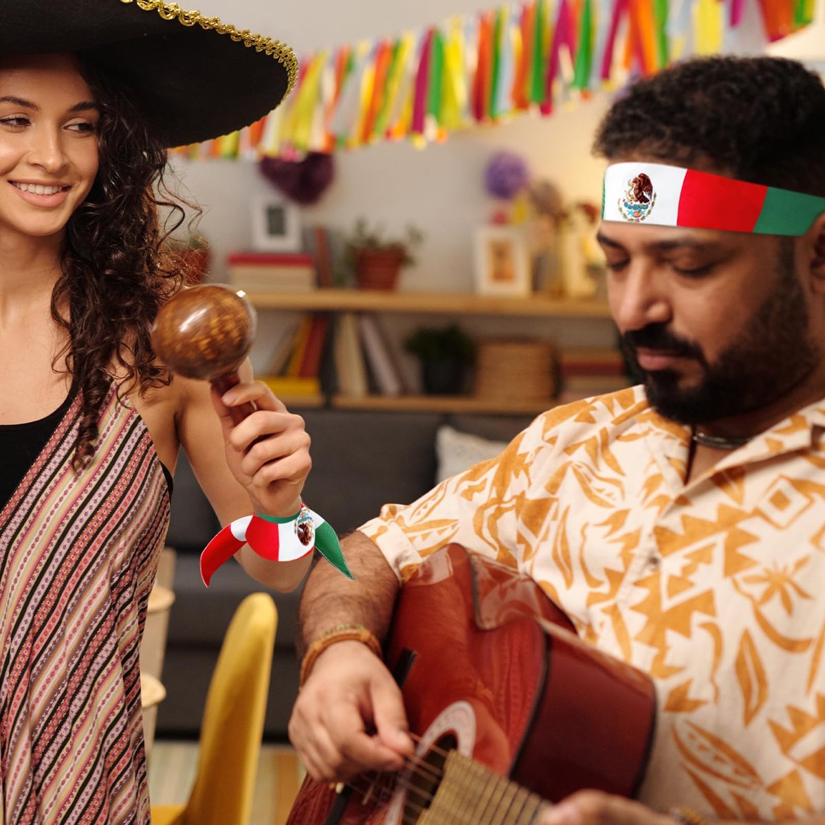 Mexican Flag Headband for Men Women, Patriotic Tricolor Head Wrap Bandana with National Emblem – Cinco de Mayo, Sports Events, Parades - görsel 13
