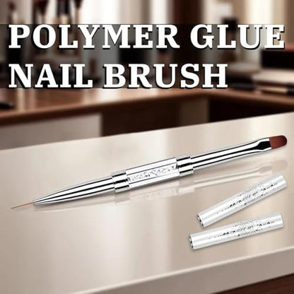 1Pcs Dual Ended Hard Gel Nail Brush for Builder Gel & Polygel - Rhinestone Handle Salon-Grade Nail Art Design Tool