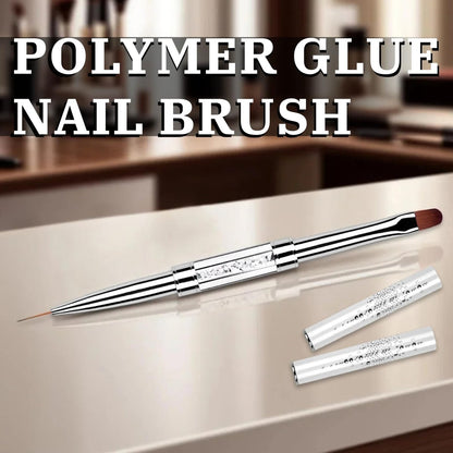 1Pcs Dual Ended Hard Gel Nail Brush for Builder Gel & Polygel - Rhinestone Handle Salon-Grade Nail Art Design Tool