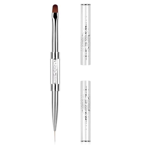 1Pcs Dual Ended Hard Gel Nail Brush for Builder Gel & Polygel - Rhinestone Handle Salon-Grade Nail Art Design Tool - görsel 2