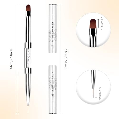 1Pcs Dual Ended Hard Gel Nail Brush for Builder Gel & Polygel - Rhinestone Handle Salon-Grade Nail Art Design Tool - görsel 4
