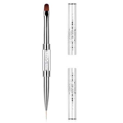 1Pcs Dual Ended Hard Gel Nail Brush for Builder Gel & Polygel - Rhinestone Handle Salon-Grade Nail Art Design Tool
