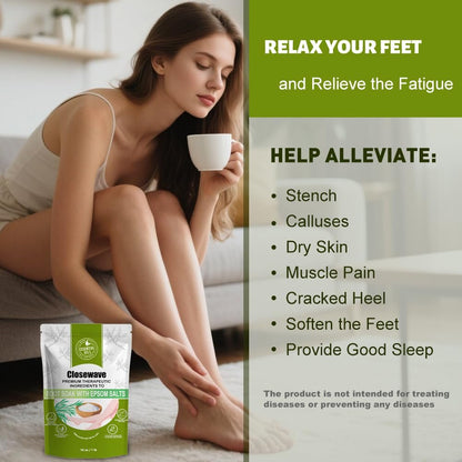 Epsom Salt Tea Tree Oil Foot Soak - Foot Spa Pedicure Care for Toenail Athlete's Foot, Soothes Sore, Stubborn Scent, Discolored and Ingrown Toenail - Birthday Gift for Mom Dad - 16 oz