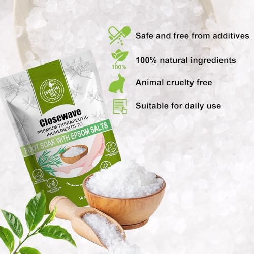 Epsom Salt Tea Tree Oil Foot Soak - Foot Spa Pedicure Care for Toenail Athlete's Foot, Soothes Sore, Stubborn Scent, Discolored and Ingrown Toenail - Birthday Gift for Mom Dad - 16 oz - görsel 11