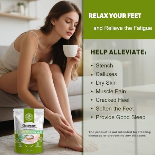 Epsom Salt Tea Tree Oil Foot Soak - Foot Spa Pedicure Care for Toenail Athlete's Foot, Soothes Sore, Stubborn Scent, Discolored and Ingrown Toenail - Birthday Gift for Mom Dad - 16 oz - görsel 3