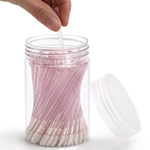 Tbestmax 100 Pcs Disposable Lip Brush with Container, Crystal Pink Lip Applicators Lipstick Lip Gloss Wands - görsel 6