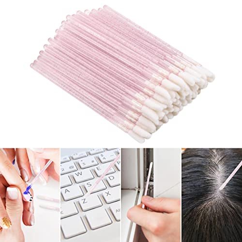 Tbestmax 100 Pcs Disposable Lip Brush with Container, Crystal Pink Lip Applicators Lipstick Lip Gloss Wands - görsel 8