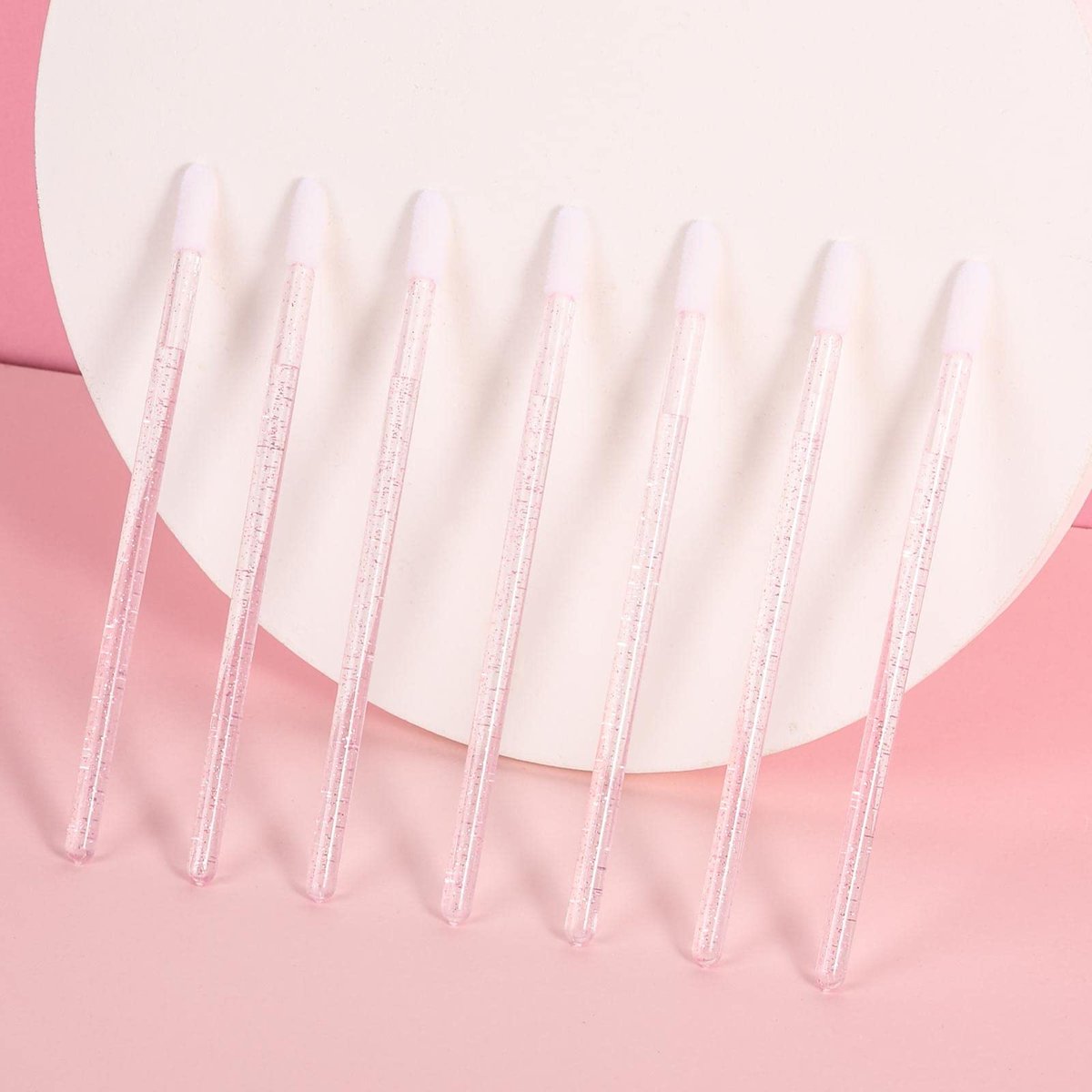Tbestmax 100 Pcs Disposable Lip Brush with Container, Crystal Pink Lip Applicators Lipstick Lip Gloss Wands - görsel 11