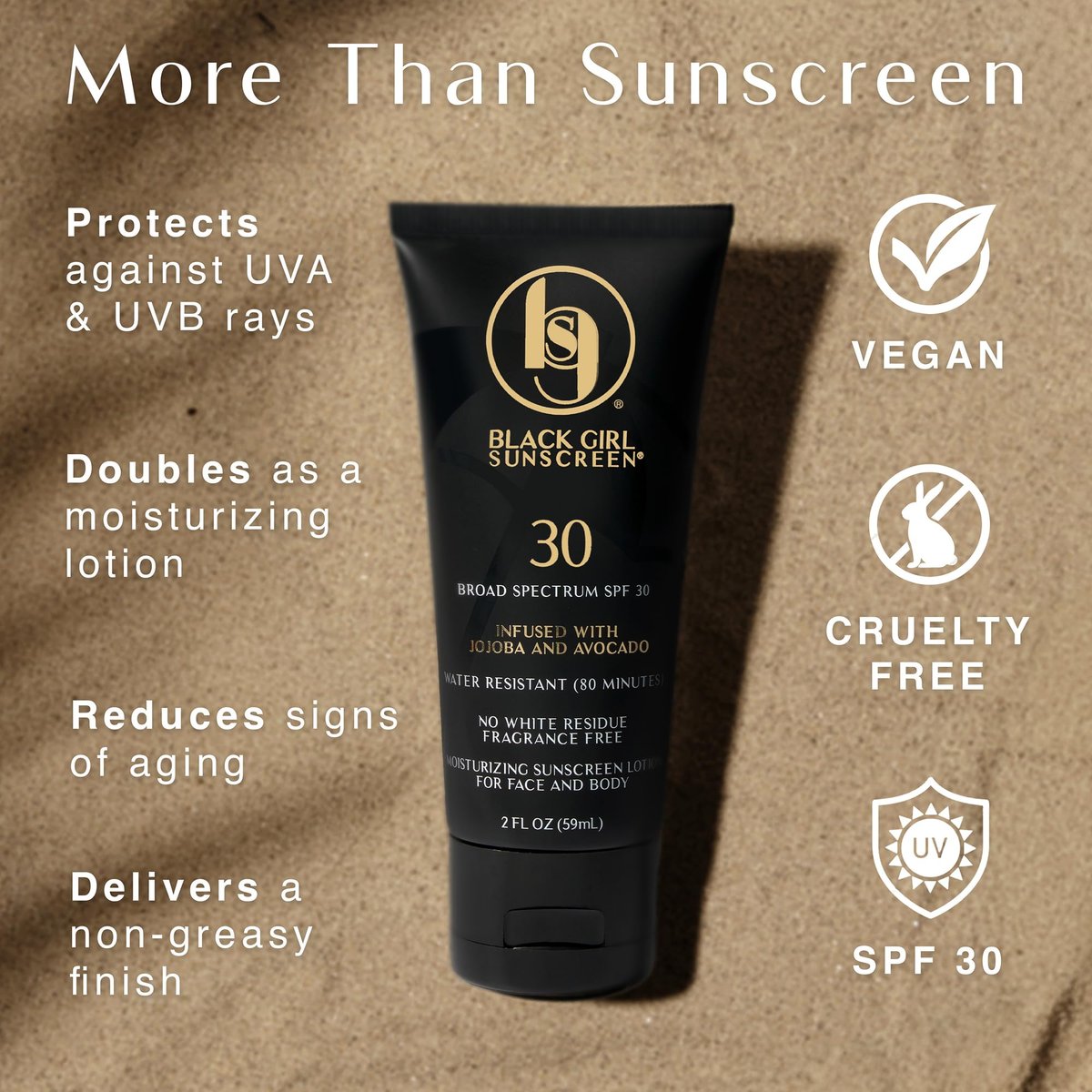 Black Girl Sunscreen SPF 30 for Face & Body – Moisturizing Sun Lotion, Ultra Sheer, No White Cast for Melanin-Rich Skin, Travel Size, 3 fl oz (2-Pack) Avelisse