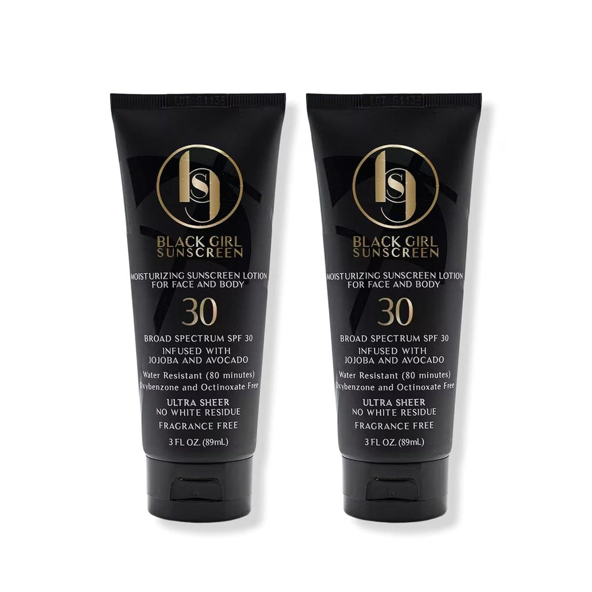 Black Girl Sunscreen SPF 30 for Face & Body – Moisturizing Sun Lotion, Ultra Sheer, No White Cast for Melanin-Rich Skin, Travel Size, 3 fl oz (2-Pack) Avelisse